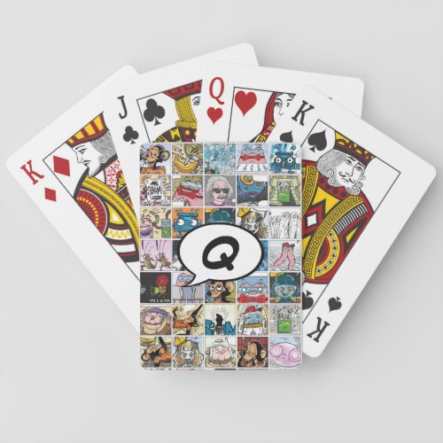 Comic Characters Pattern Speech Bubble Initial  Playing Cards