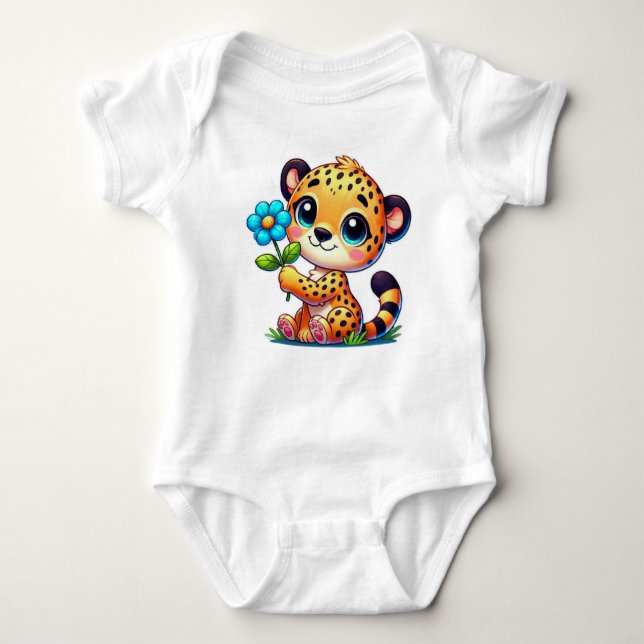 Comic Cheetah Baby Bodysuits (Front)