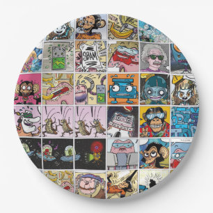 Comic Colorful Fun Characters Grid Pattern Paper P Plates