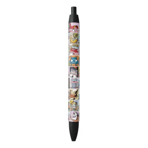 Comic Cool Characters  Grid Colorful Pattern  Black Ink Pen