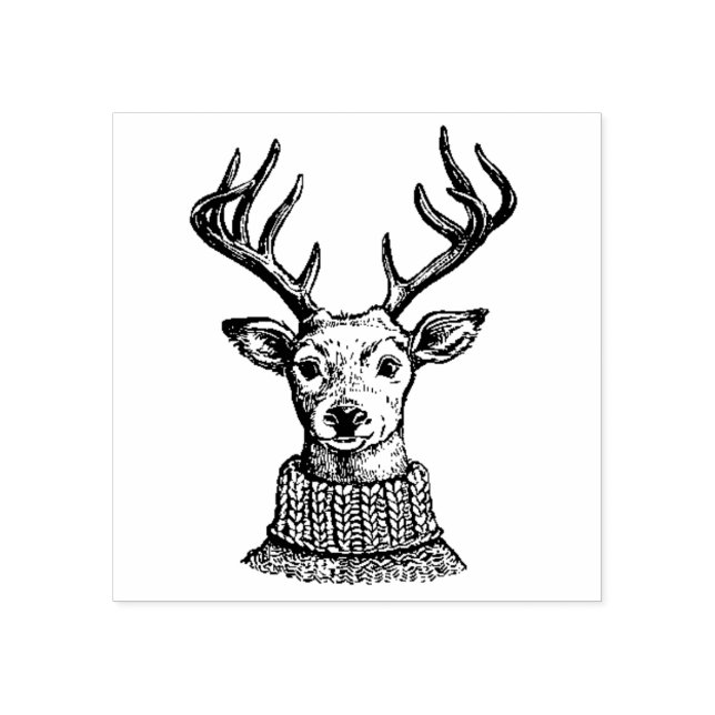 Comic Deer with Sweater Rubber Stamp (Imprint)