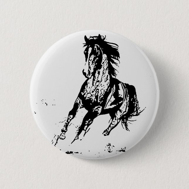 Comic Drawing Horse Button (Front)
