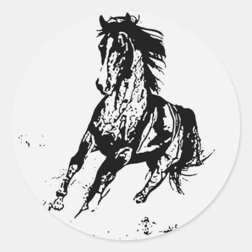 Comic Drawing Horse Classic Round Sticker