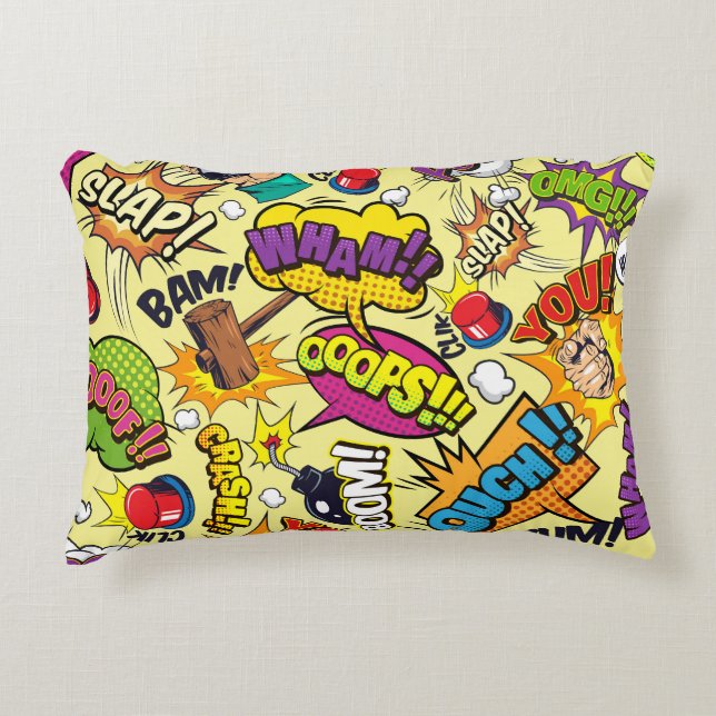 Comic Elements Colorful Pattern Accent Pillow (Front)
