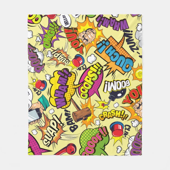 Comic Elements Colorful Pattern Fleece Blanket (Front)