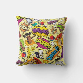 Comic Elements Colorful Pattern Throw Pillow