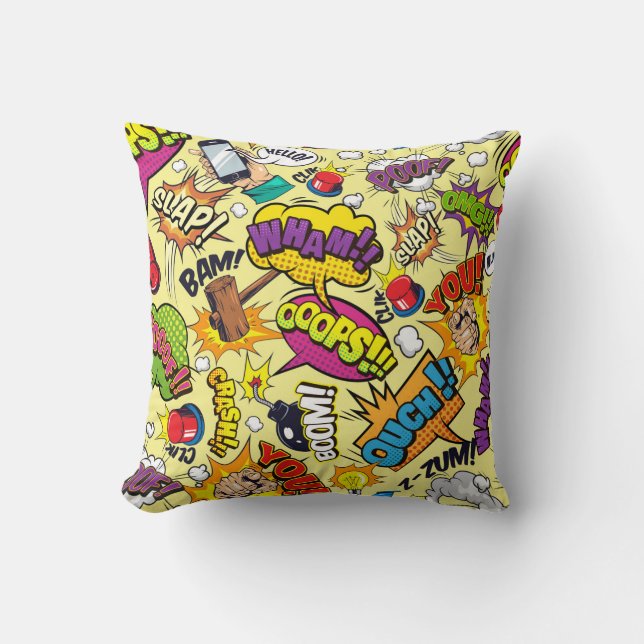 Comic Elements Colorful Pattern Throw Pillow (Front)