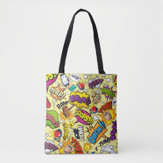 Comic Elements Colorful Pattern Tote Bag