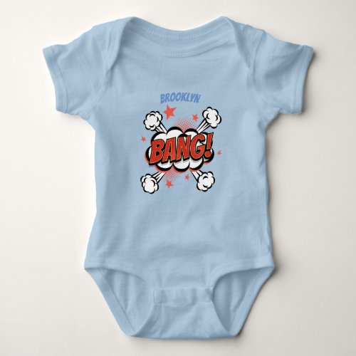 Comic explosion callout typography art baby bodysuit