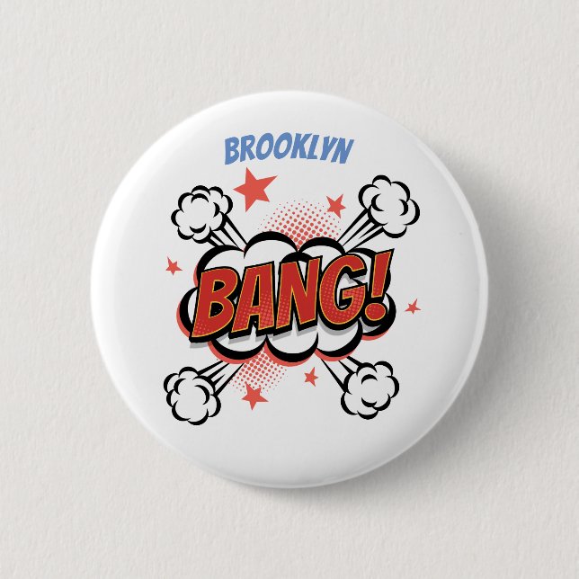 Comic explosion callout typography art button (Front)