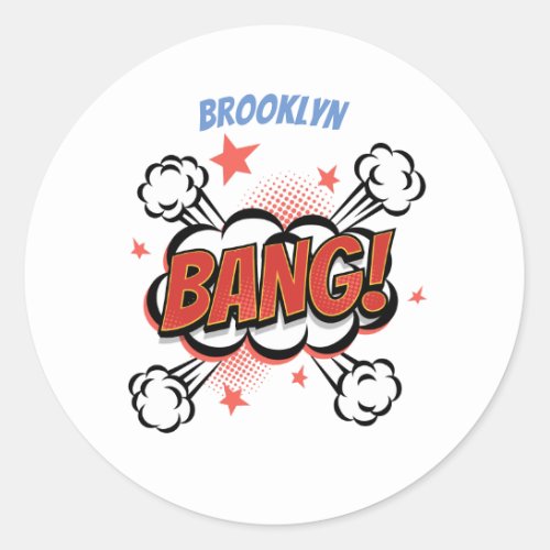 Comic explosion callout typography art classic round sticker