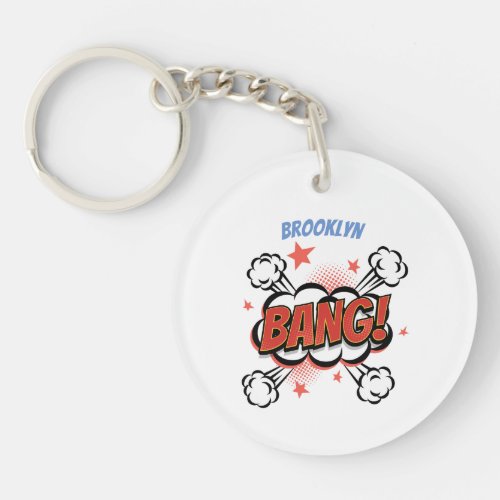 Comic explosion callout typography art keychain