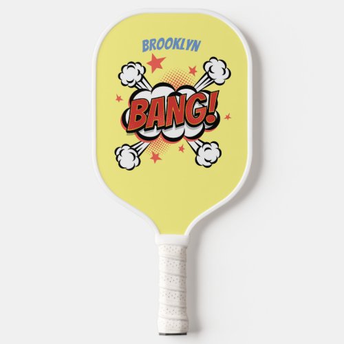 Comic explosion callout typography art pickleball paddle
