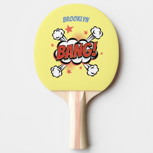 Comic explosion callout typography art ping pong paddle