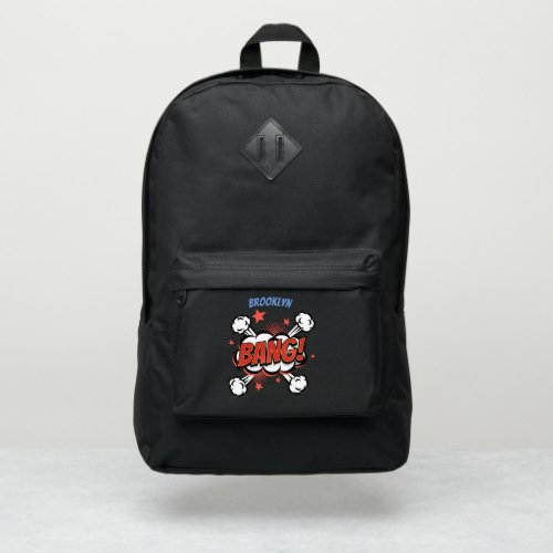 Comic explosion callout typography art port authority backpack