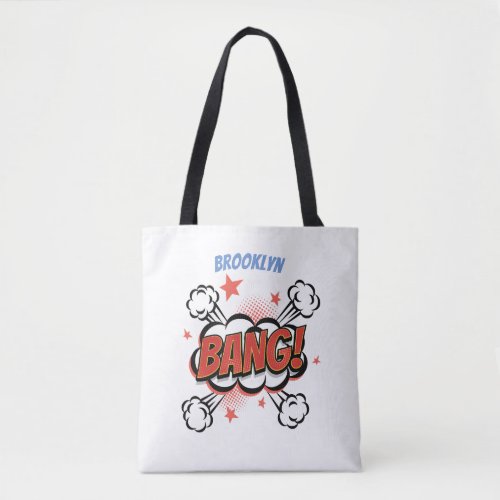 Comic explosion callout typography art tote bag