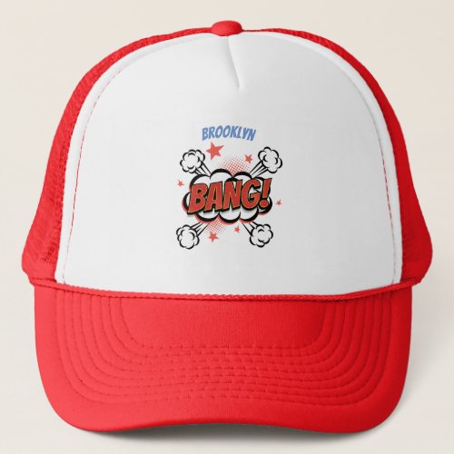 Comic explosion callout typography art trucker hat