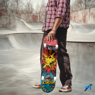Comic Explosion Pop Art - Bold 'Boom!' & 'Kapow!' Skateboard