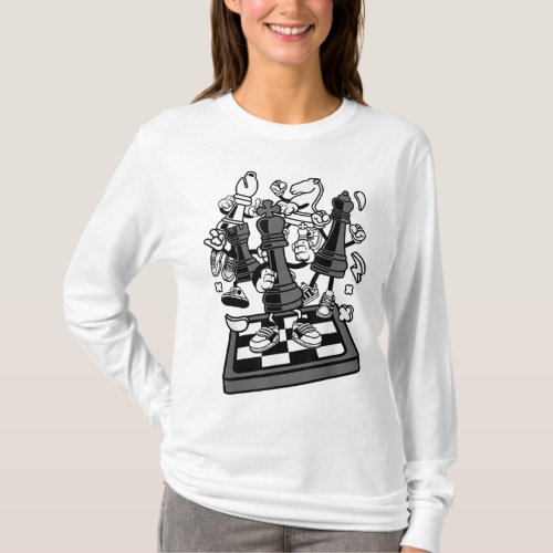 Comic Figur Chess Player Chess Board T_Shirt