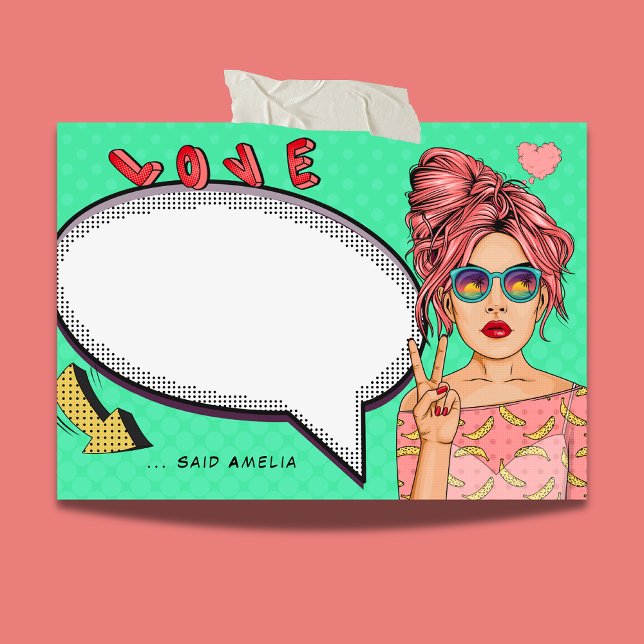 Comic Girl Pop Art Speech Bubble Cool Personalized Post-it Notes (Creator Uploaded)
