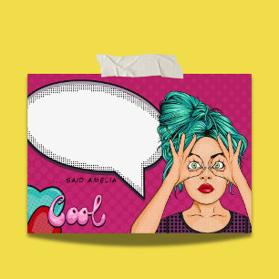 Comic Girl Pop Art Speech Bubble Pink Personalized Post-it Notes