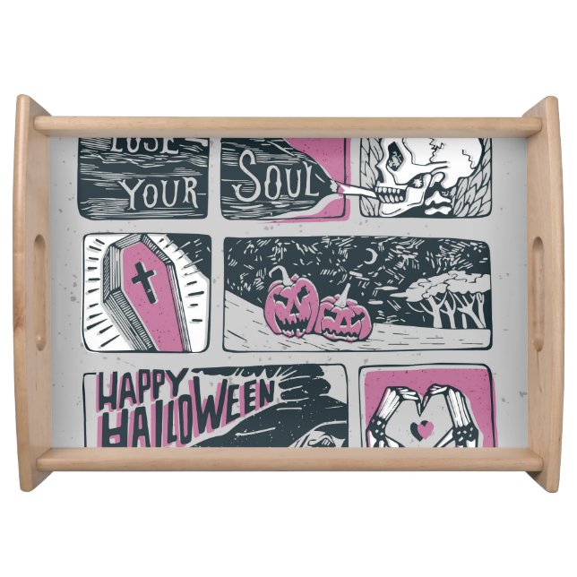 Comic Halloween: Fun Illustration Serving Tray (Front)