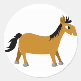 Comic horse classic round sticker