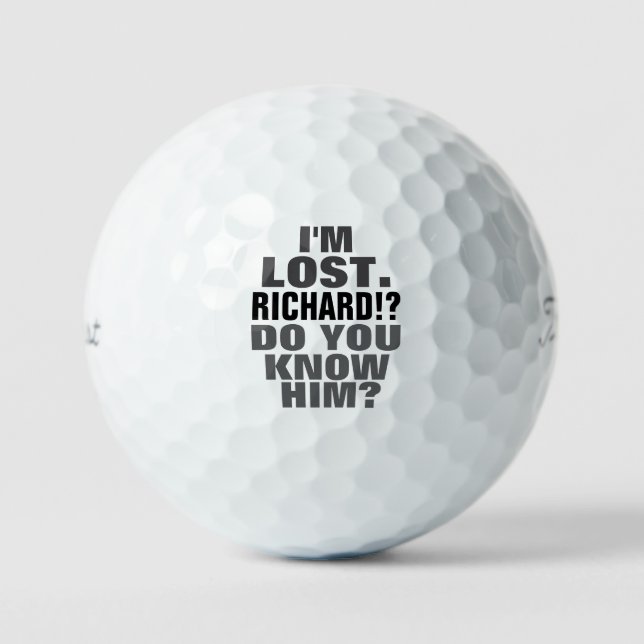 Comic Humorous Lost Golfer Name  Golf Balls (Front)