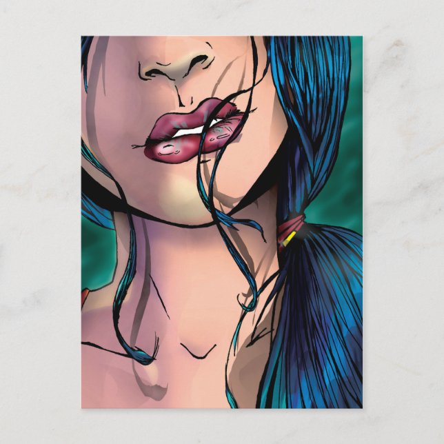 Comic Illustration of a Sexy Girl Called Miki Postcard (Front)