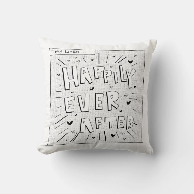 Comic inspired Happily Ever After Throw Pillow (Front)