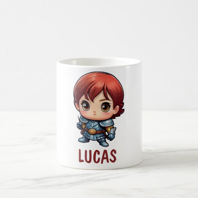 Comic Knight Custom Name Kids Mug (Center)