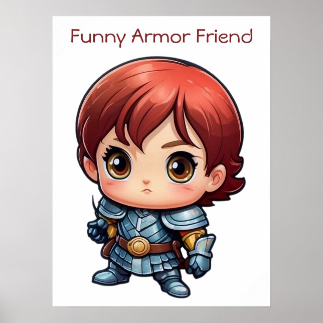Comic Knight Funny Armor Friend Kids Wall Poster (Front)