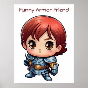 Comic Knight Funny Armor Friend Kids Wall Poster