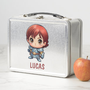Comic Knight Personalized Kids Adventure School Metal Lunch Box