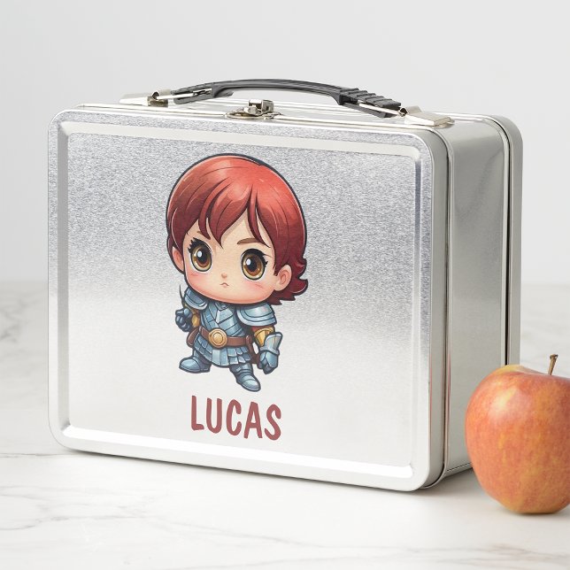 Comic Knight Personalized Kids Adventure School Metal Lunch Box (Creator Uploaded)