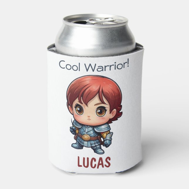 Comic Knight Personalized Kids Party Gift Can Cooler (Can Front)