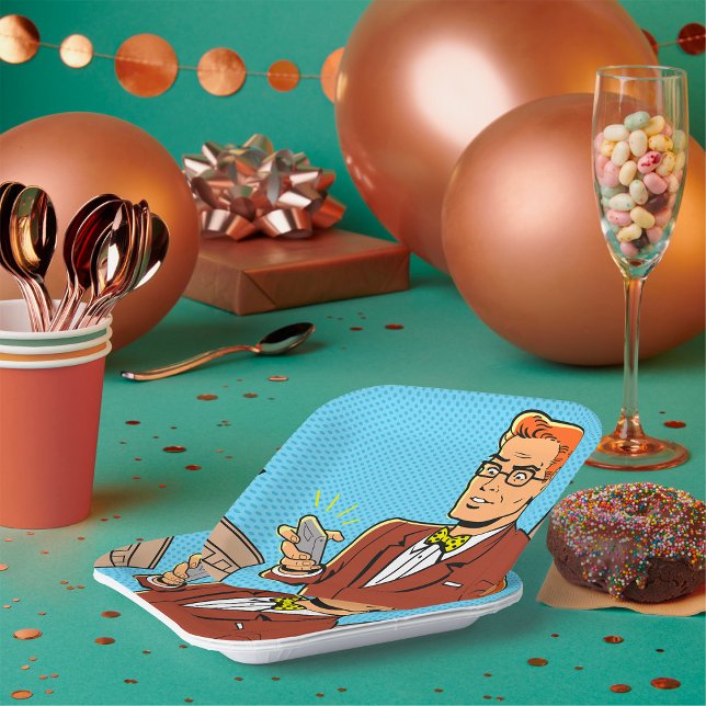 Comic Man With A Cellphone Paper Plates (Creator Uploaded)