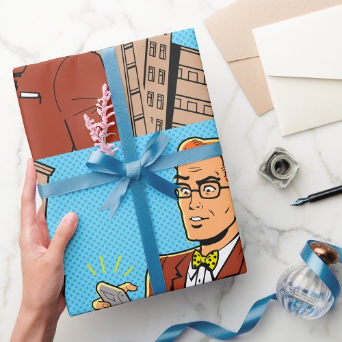 Comic Man With A Cellphone Wrapping Paper