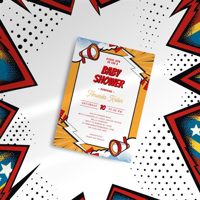 Comic Megaphone Baby Shower Invitation (Creator Uploaded)