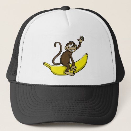comic monkey banana cowboy sheriff trucker hat