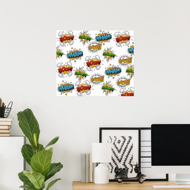 Comic Onomatopoeia Speech Bubbles Boom Wham Bang B Poster | Zazzle