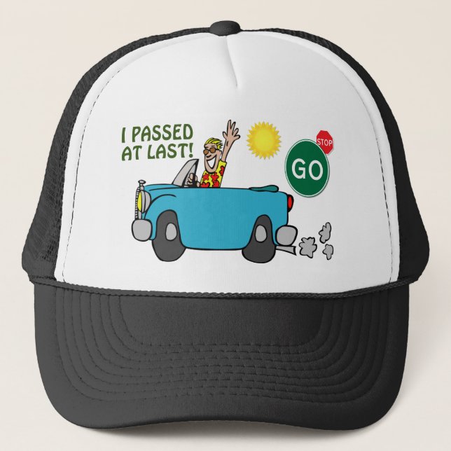 Comic Passed Driving Test Trucker Hat (Front)