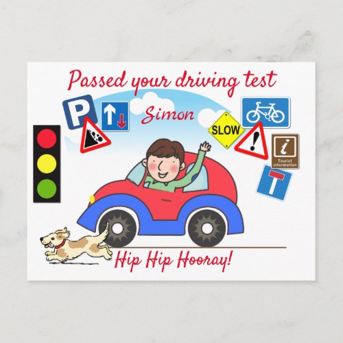 Comic Passed your Driving Test Personalized Postca Postcard