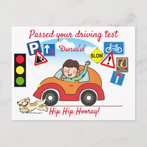 Comic Passed your Driving Test Personalized Postcard
