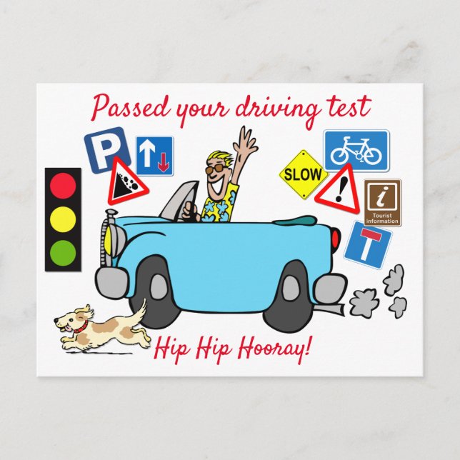 Comic Passed your Driving Test Postcard (Front)