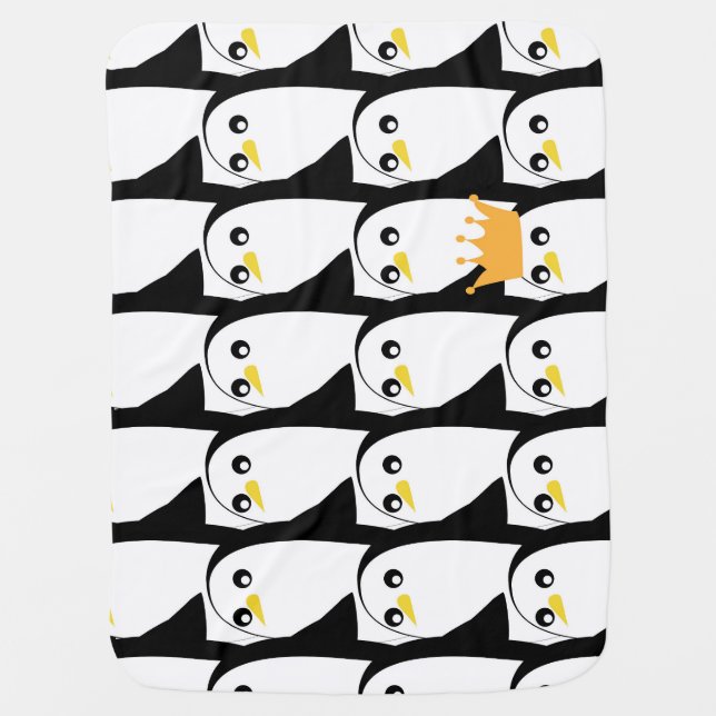 Comic Penguin: Black White Vintage Baby Blanket (Front)