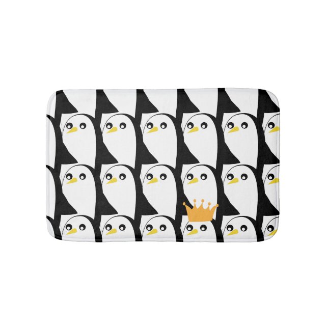 Comic Penguin: Black White Vintage Bath Mat (Front)