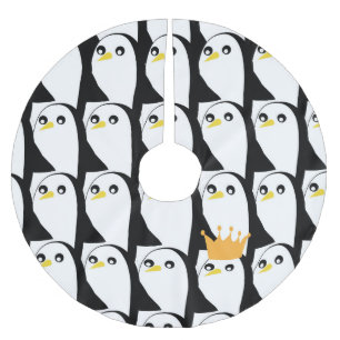 Comic Penguin: Black White Vintage Brushed Polyester Tree Skirt