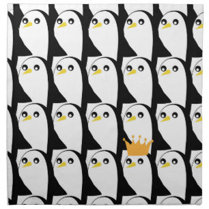 Comic Penguin: Black White Vintage Cloth Napkin