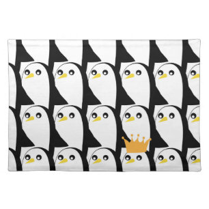 Comic Penguin: Black White Vintage Cloth Placemat